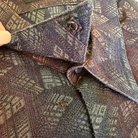 Vintage Barnes Mens Button Down Geometric Shirt Woven In Japan Size M - Picture 9 of 9